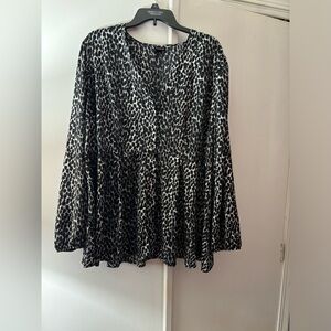 Torrid Black and White Leopard Print Blouse